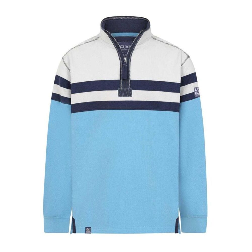 Lazy Jacks Mens Quarter Zip Sweatshirt / Ocean Blue